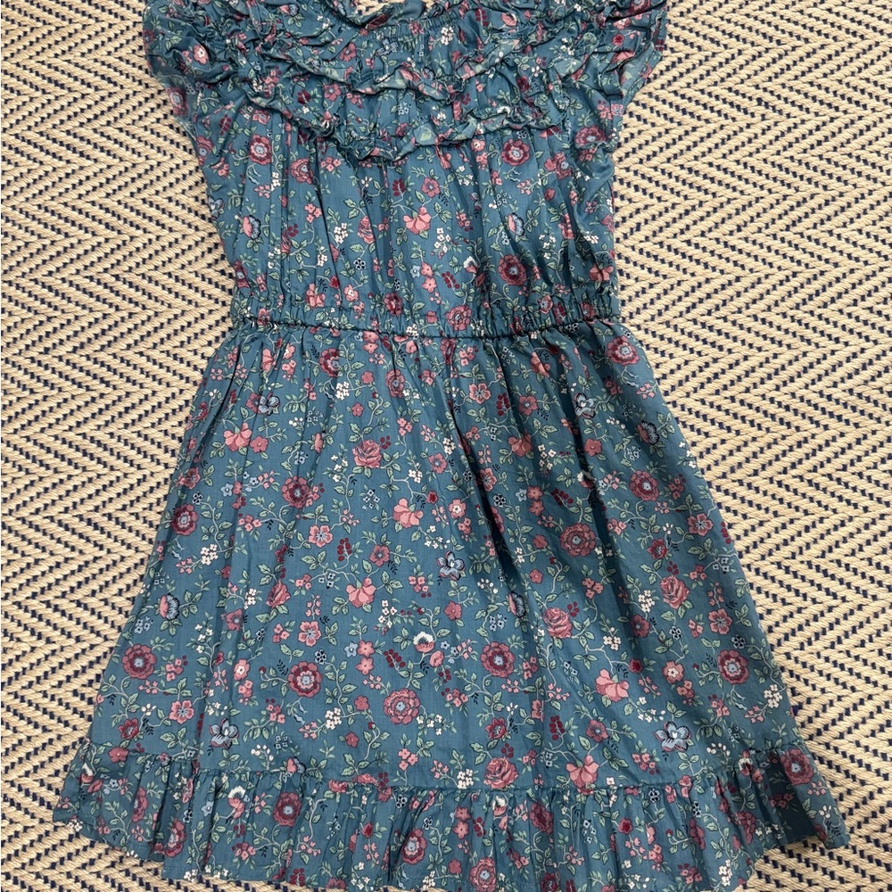 Janie and Jack Blue Floral Ruffle Dress with matching headband